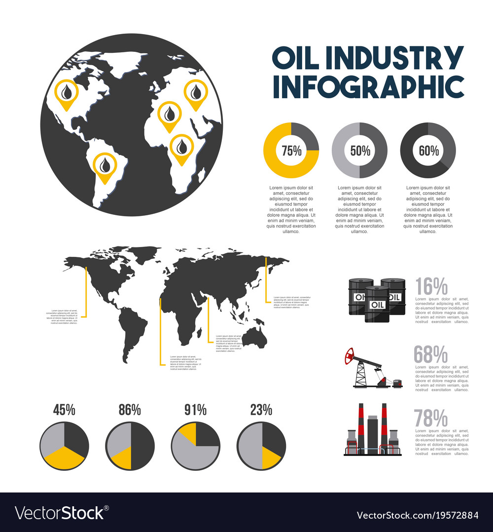 Oil industry infographic gas extraction charts Vector Image