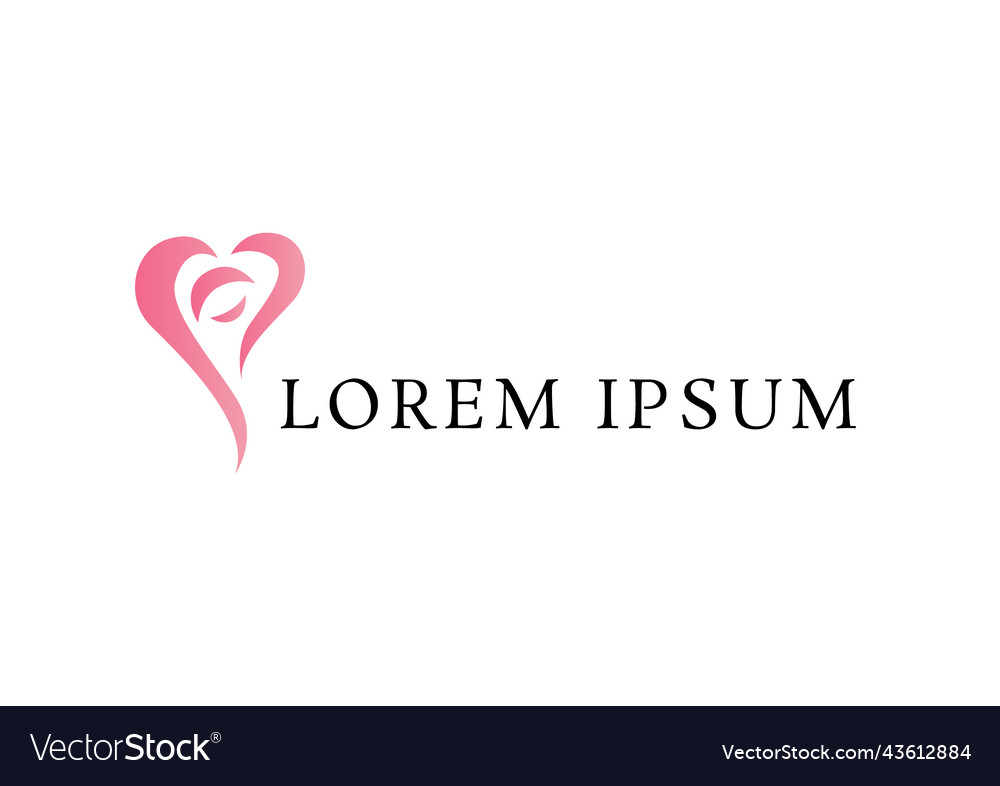 Pink Heart Rose Logo Design Template Royalty Free Vector