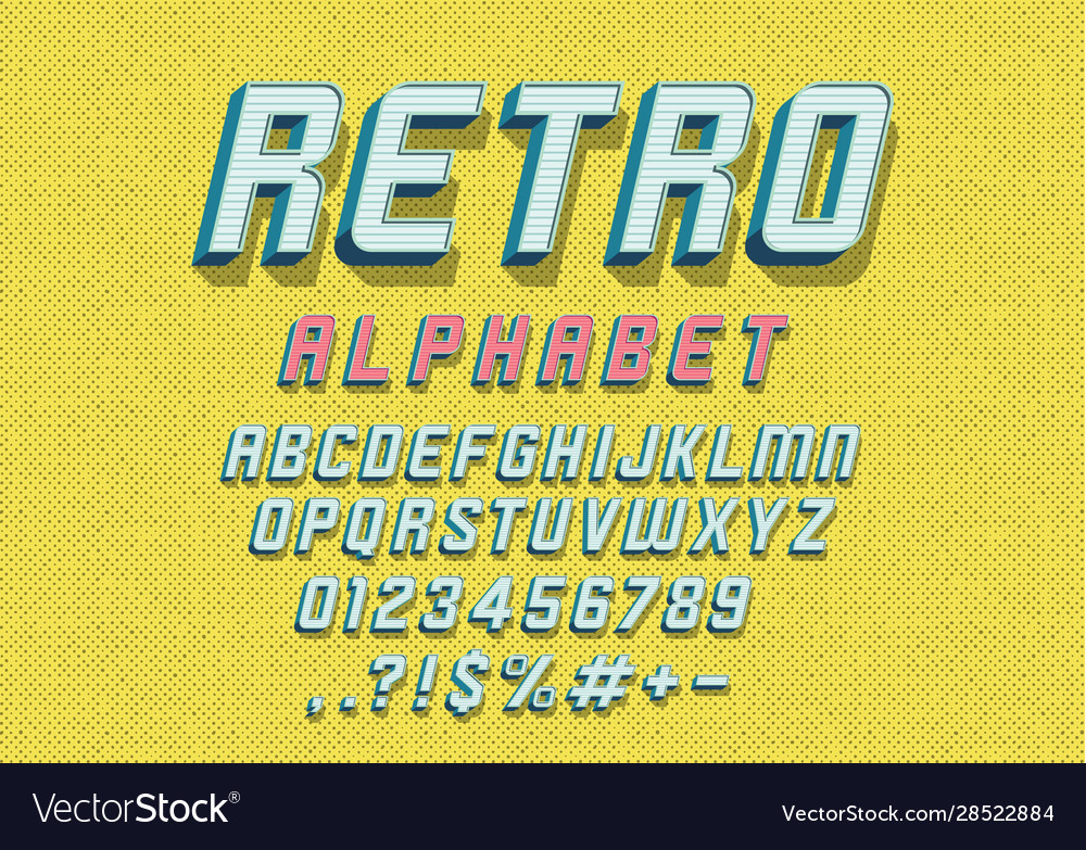 Retro font Royalty Free Vector Image - VectorStock