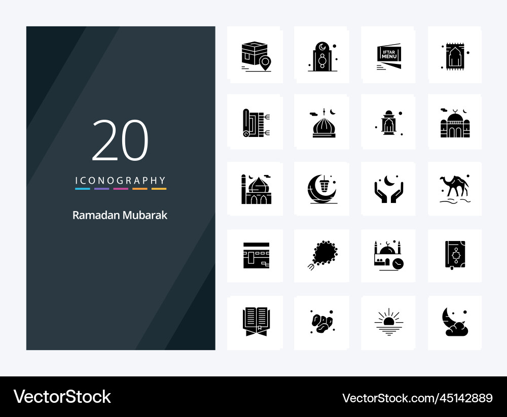 20 ramadan solid glyph icon for presentation Vector Image