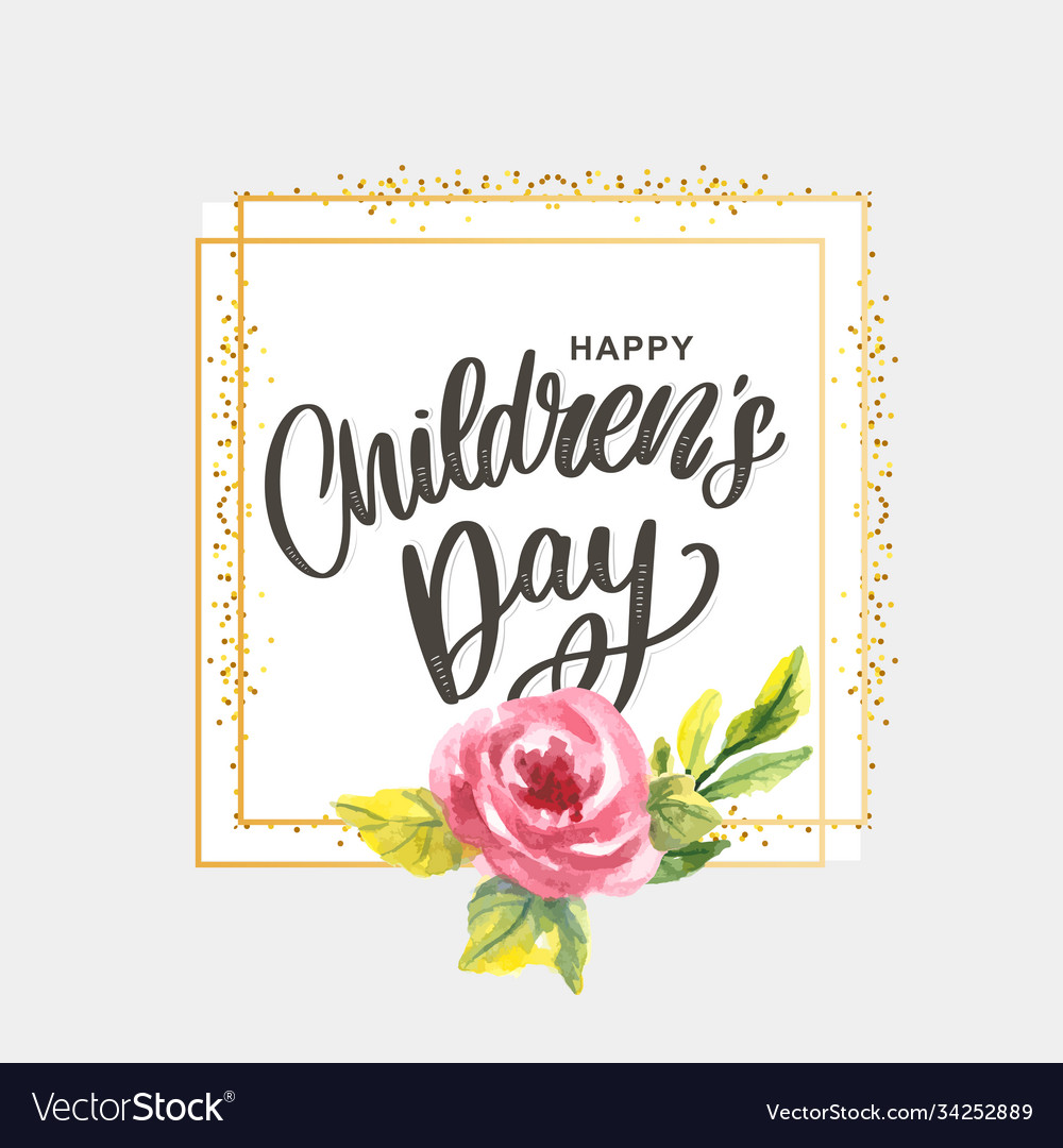 Happy children day cute greeting card with funny Vector Image Happy children day cute greeting card with funny Vector Image