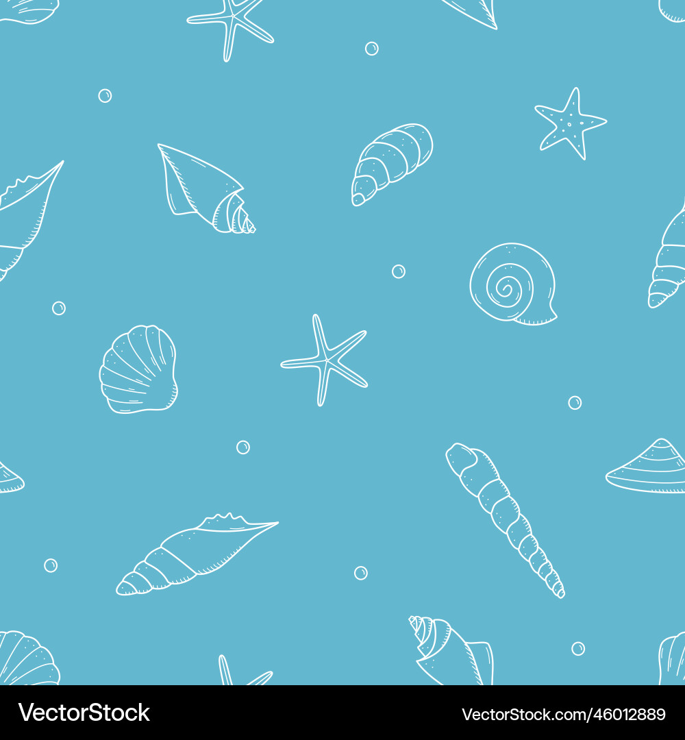 Seamless pattern background of seashells Vector Image
