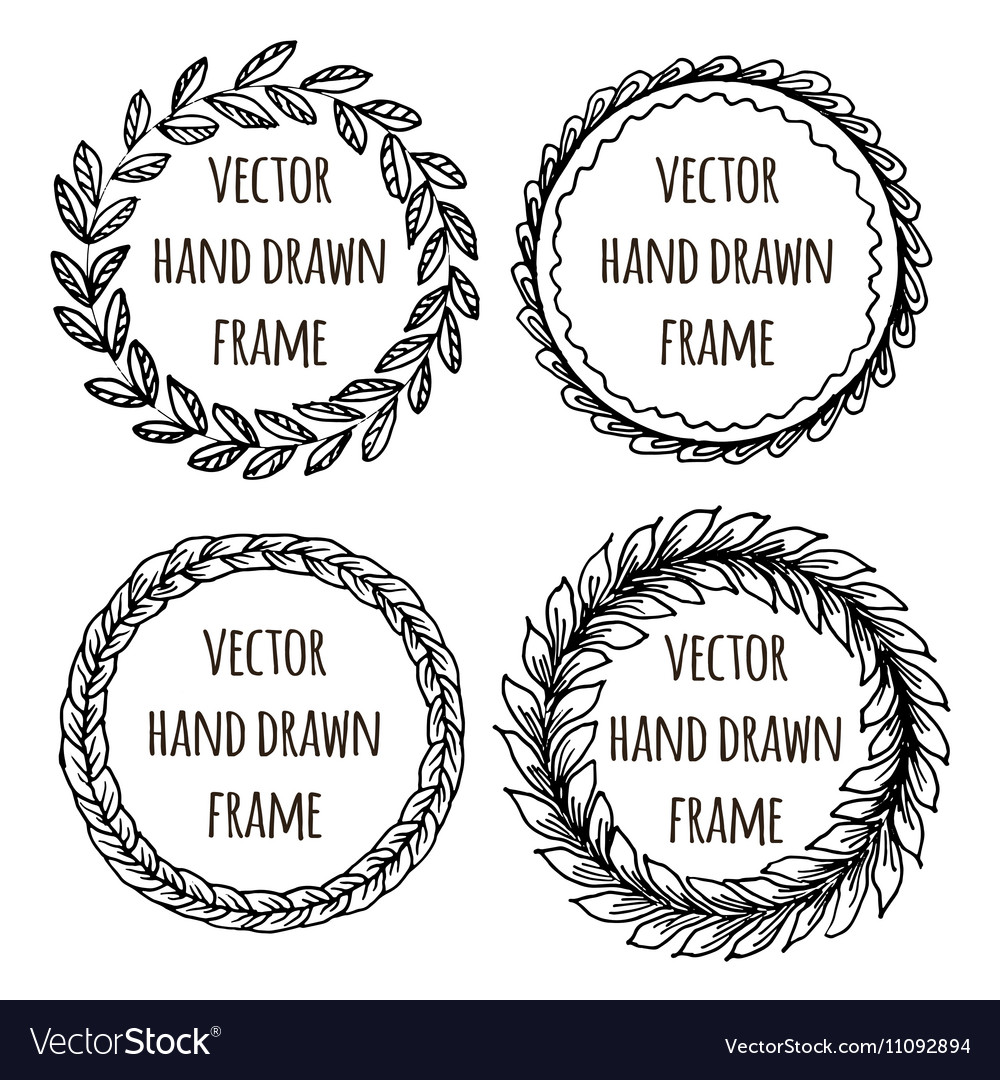 Hand drawn wreath set made in Leaves Royalty Free Vector