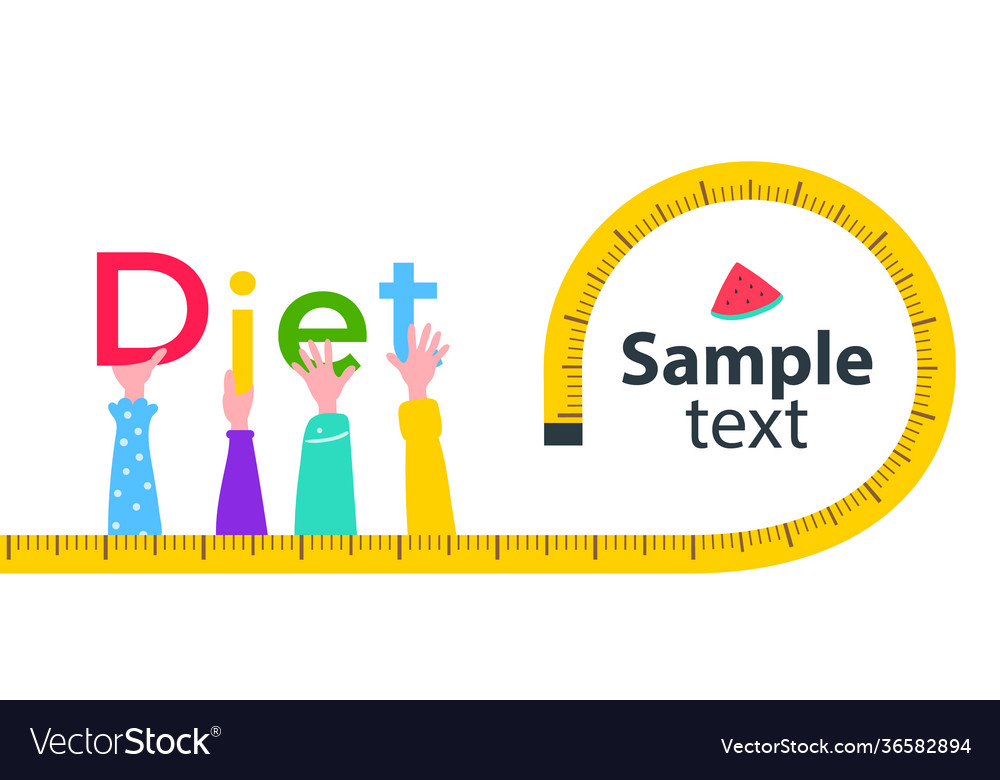 Healthy balanced diet word diet in hands people Vector Image