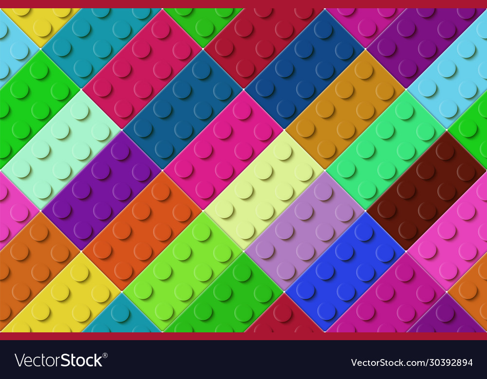 Many color toy blocks top view seamless pattern vector image Many color toy blocks top view seamless pattern
