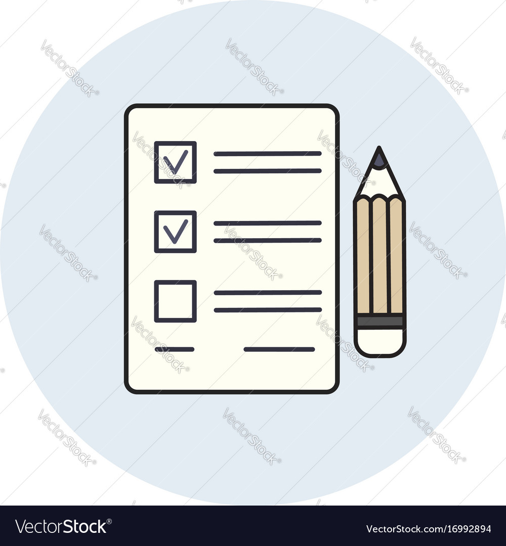 Download Pencil and paper icon check list exam test Vector Image