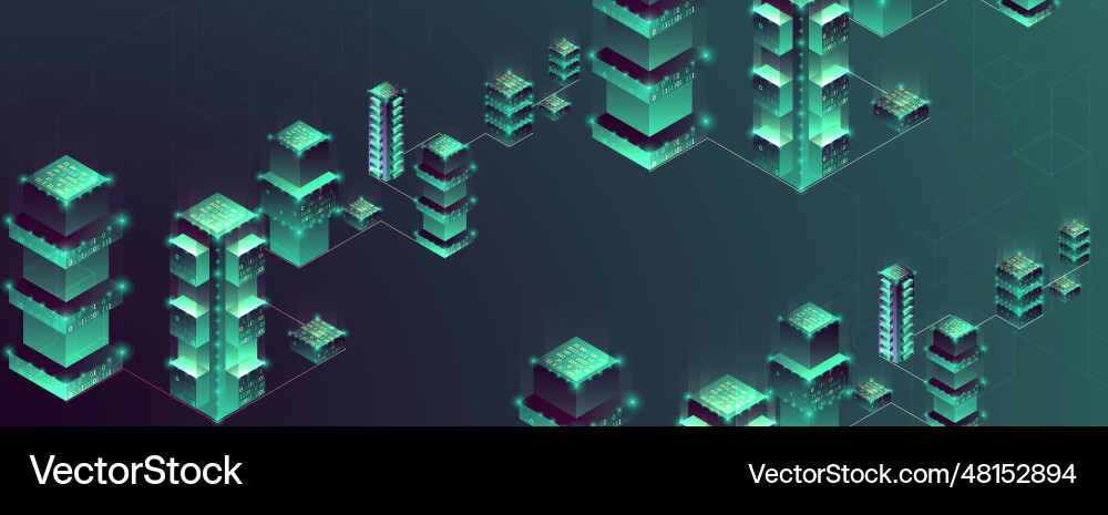 Smart city isometric big data concept database Vector Image
