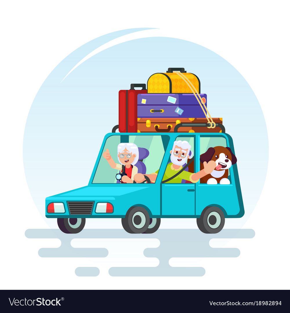 Travel in old age concept flat design