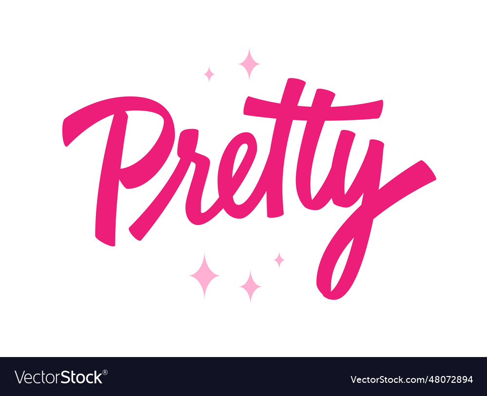 Trendy pink doll themed lettering word - pretty Vector Image