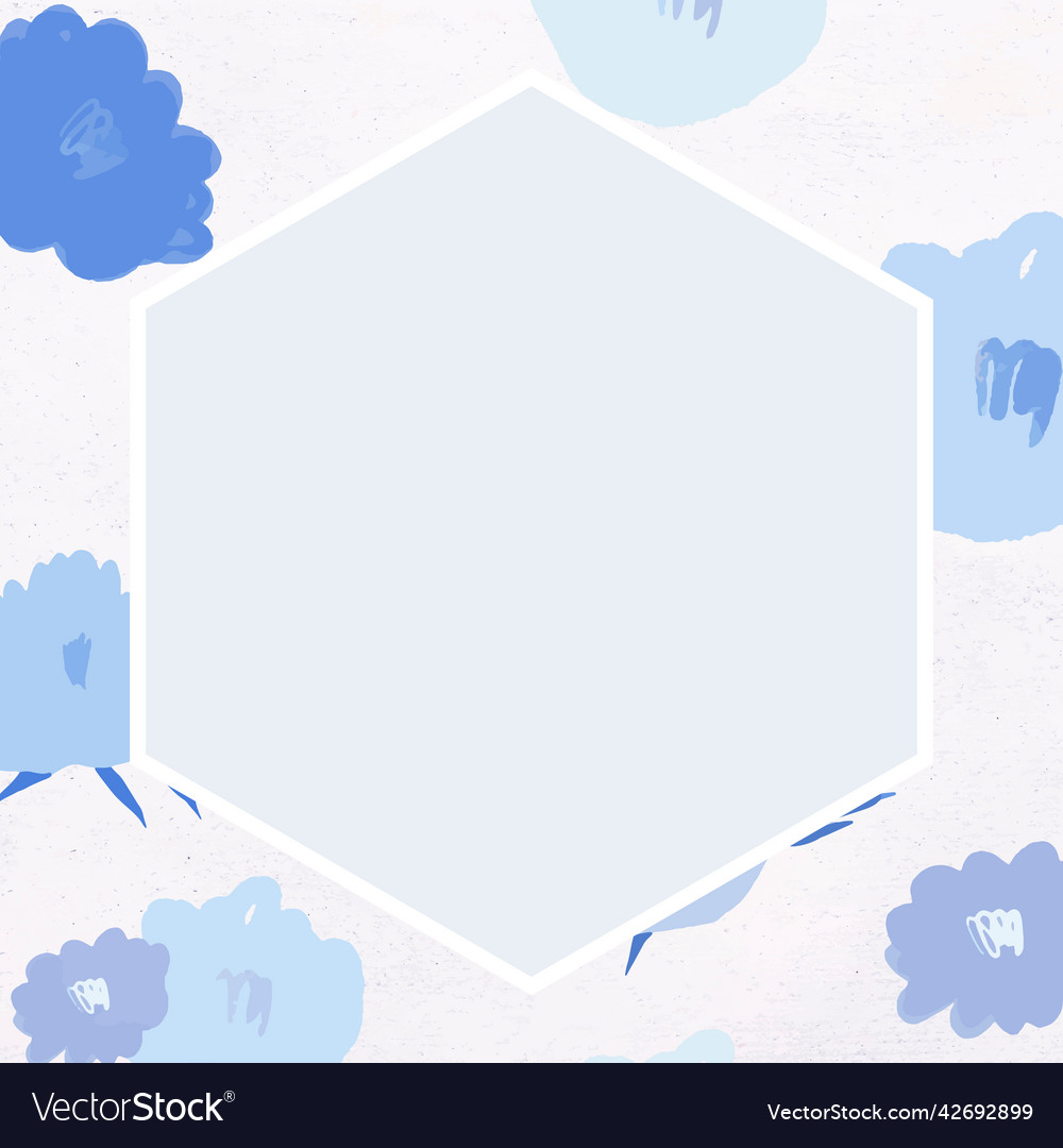 Blooming flower hexagonal frame botanical