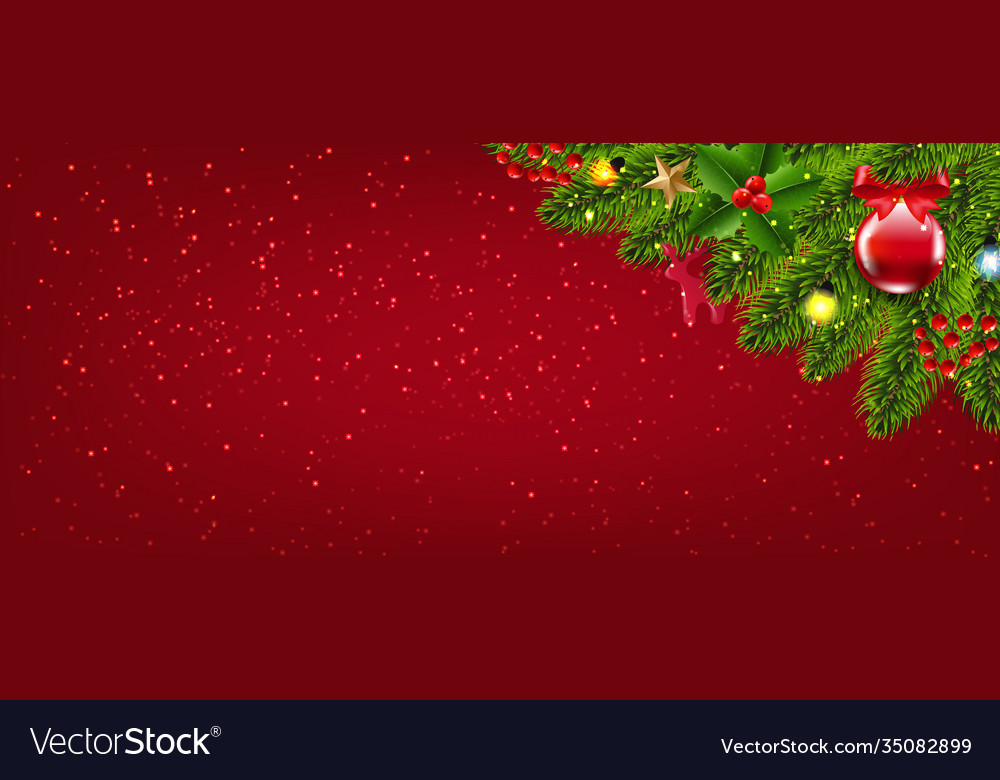 Christmas Fir Tree Border And Toys Royalty Free Vector Image