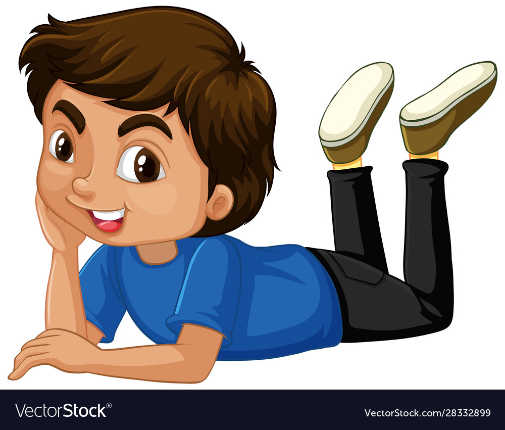 Cute Boy In Blue Shirt On White Background Vector Image 7069