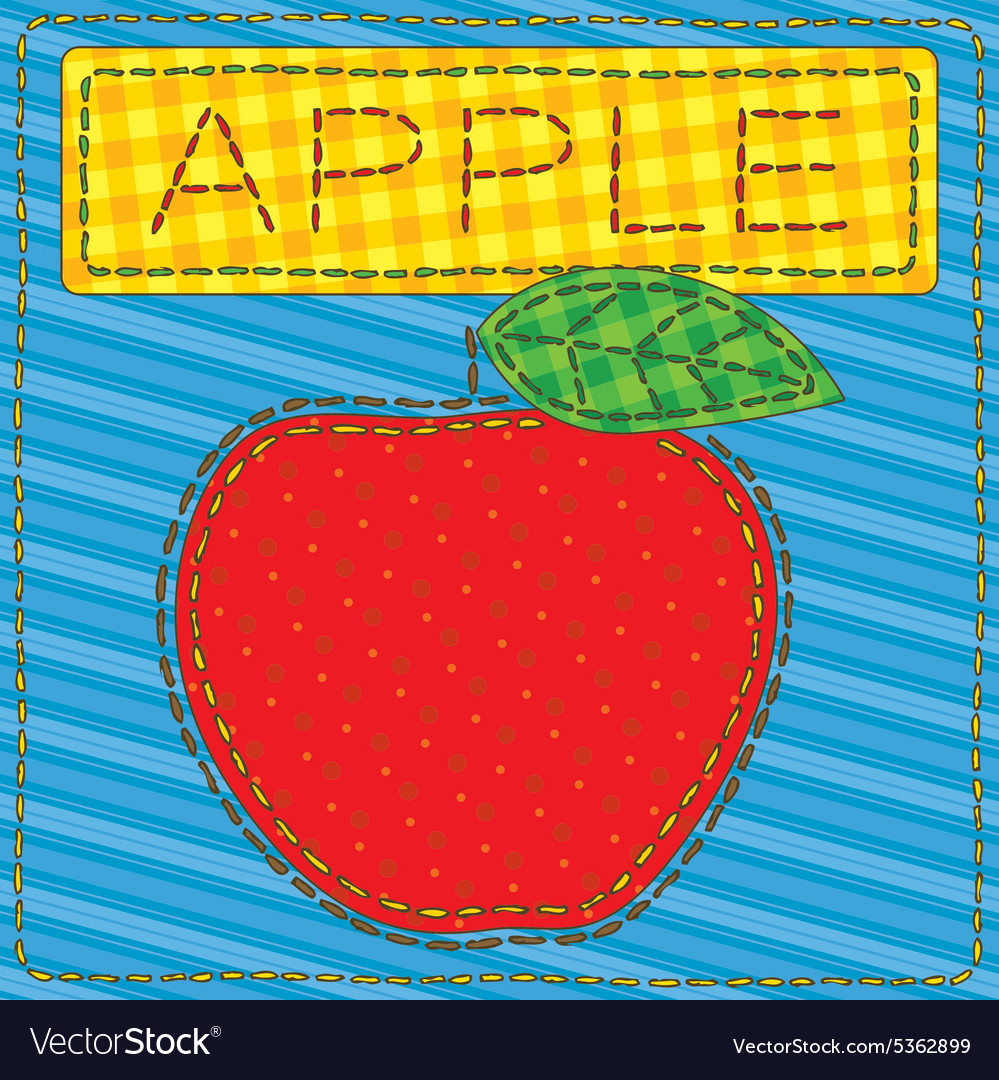 Funny patchwork with a big red apple