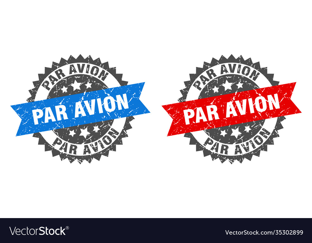 Par avion band sign grunge stamp set