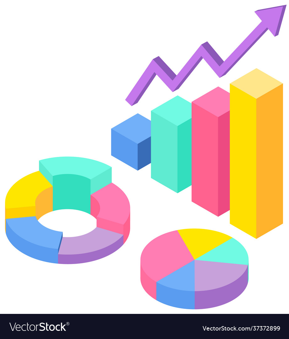 Profit growth indicators from sales on bar chart Vector Image