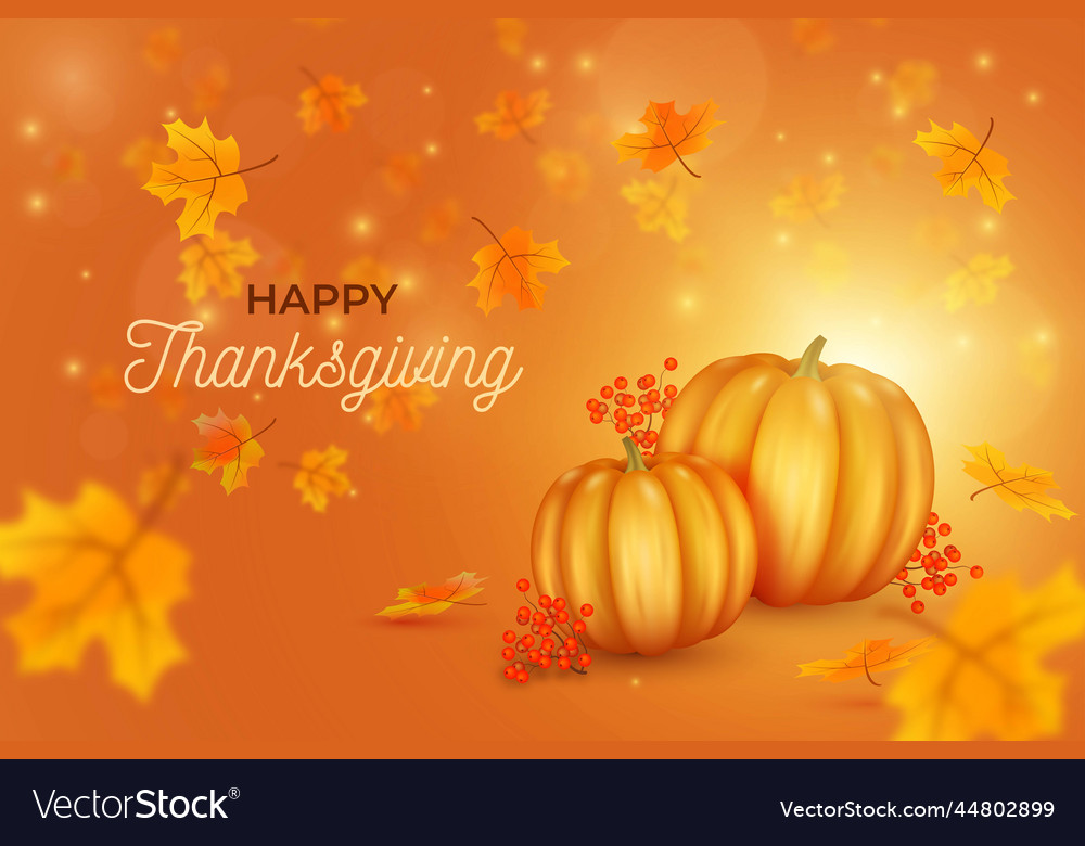 Realistic thanksgiving background with pumpkins Vector Image