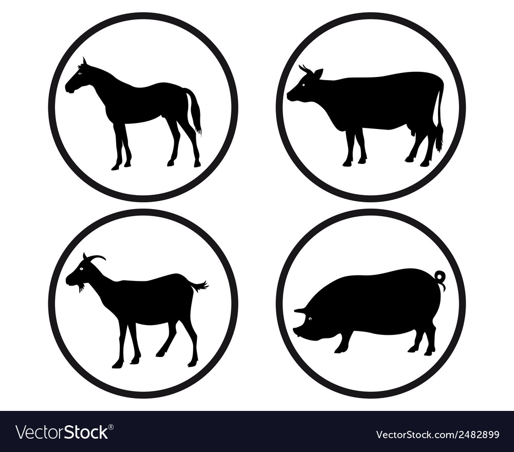 Round buttons with silhouettes of animals