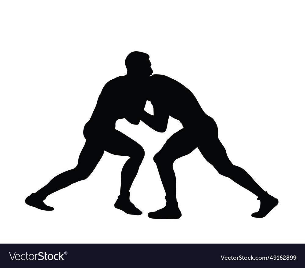 Wrestlers match sports man wrestling silhouette Vector Image