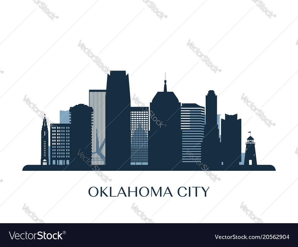 Oklahoma city skyline monochrome silhouette Vector Image