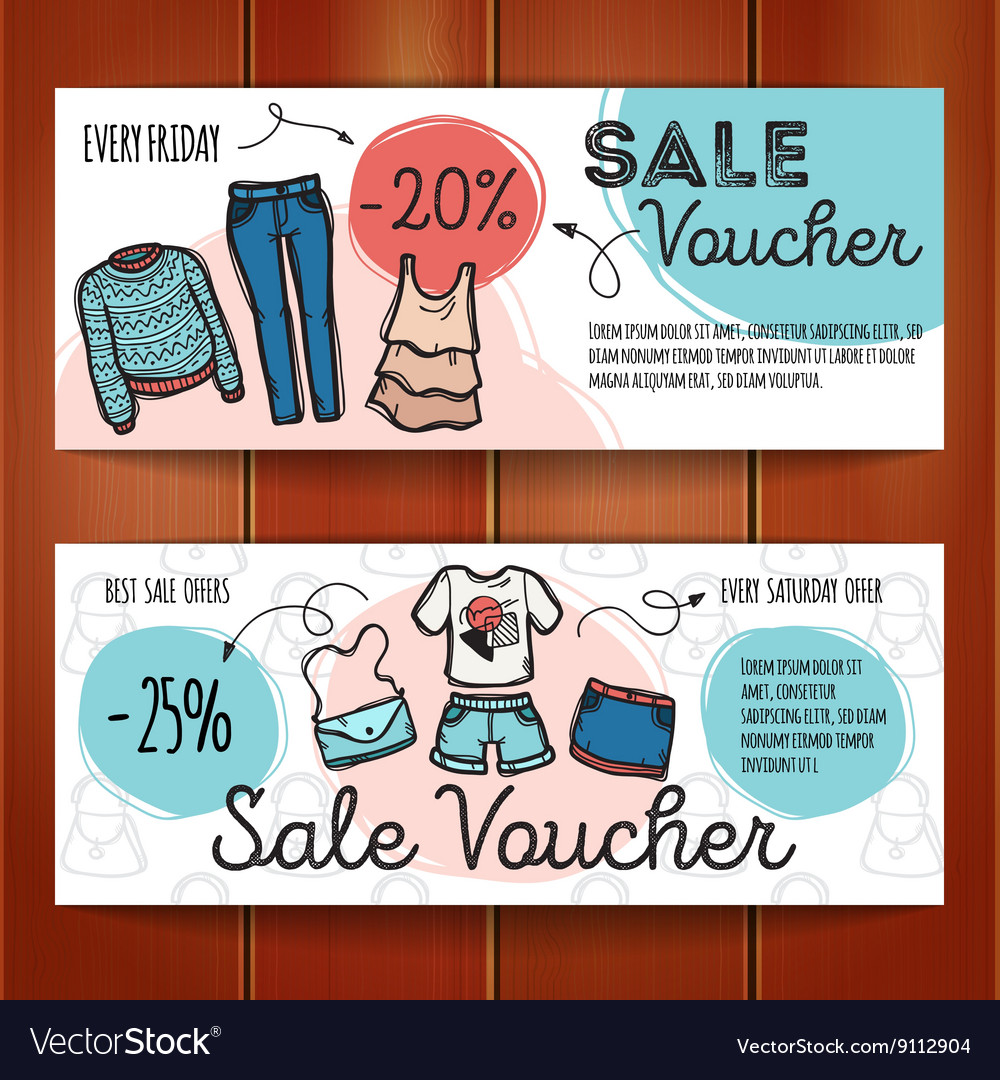 Set of discount coupons for woman clothes Vector Image