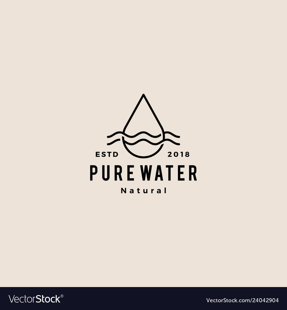 Water drop logo icon hipster retro vintage line