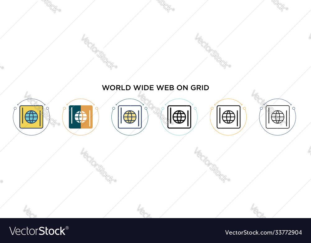 World wide web on grid icon in filled thin line