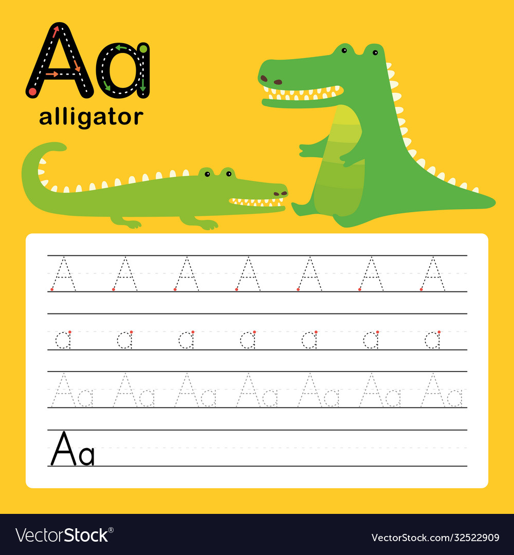 Ein Alligator-Alphabet-Tracing-Arbeitsblatt für Presc