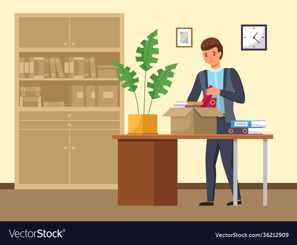 Layoff concept boss dismissed employee unhappy Vector Image