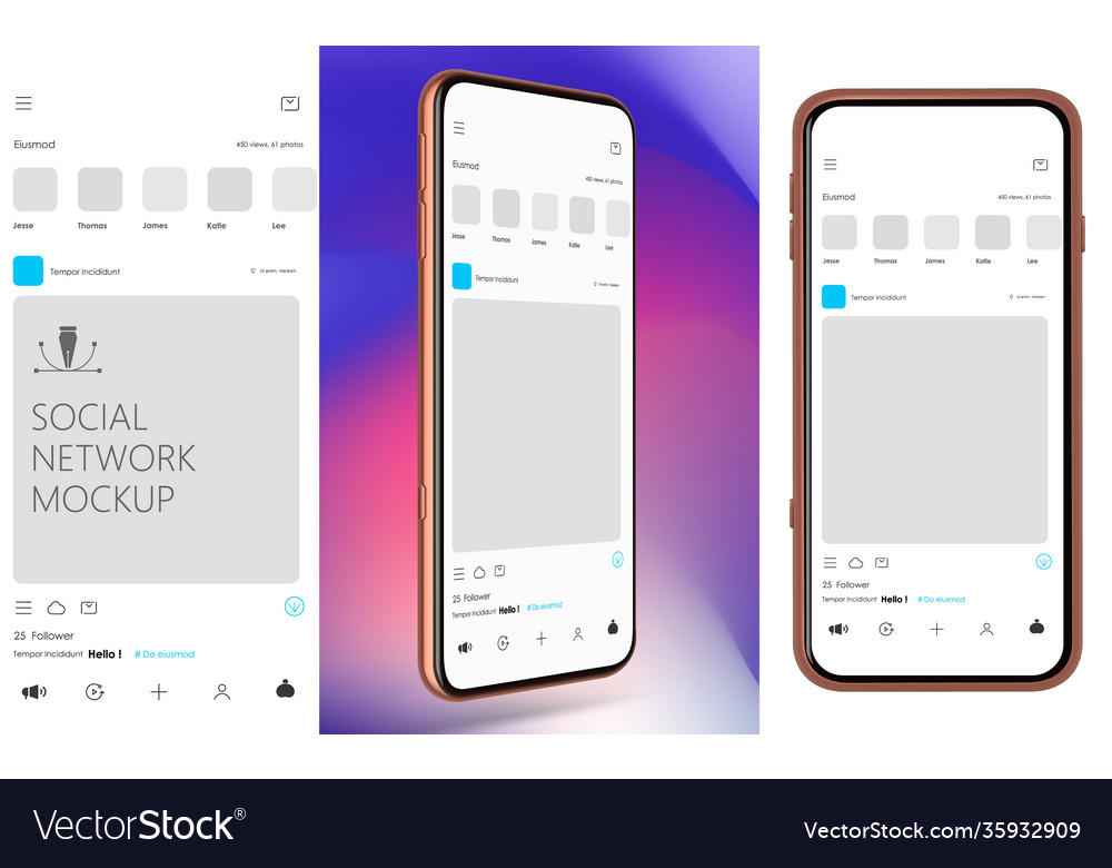 Download Social Media Mockup Design Mobile App Royalty Free Vector