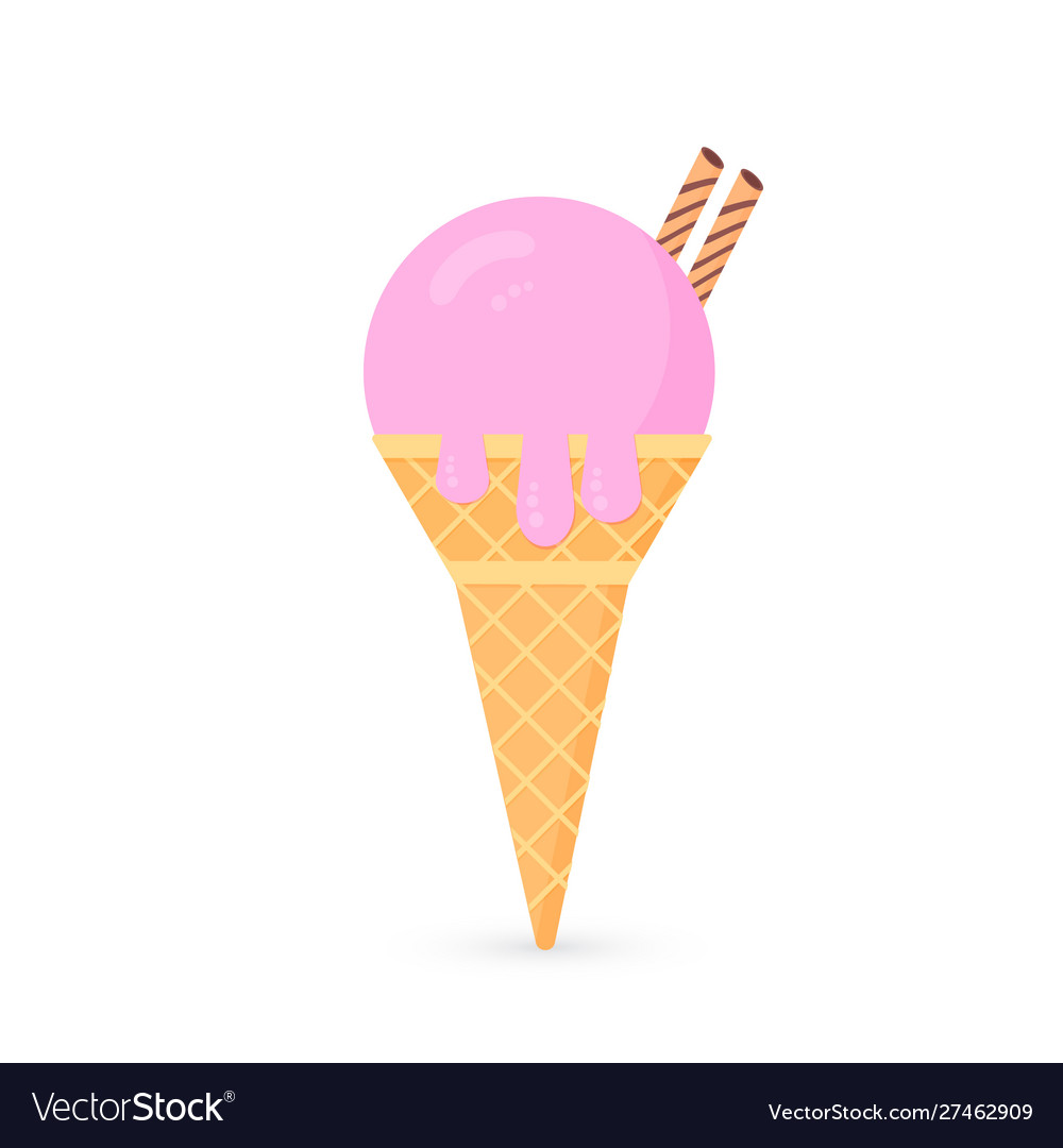 Strawberry flavor ice cream icon isolated Vector Image