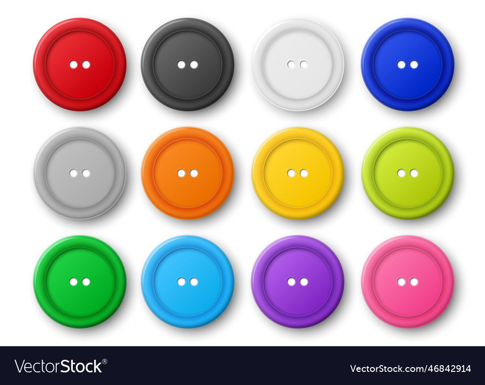 3d realistic buttons for clothes icon set Vector Image