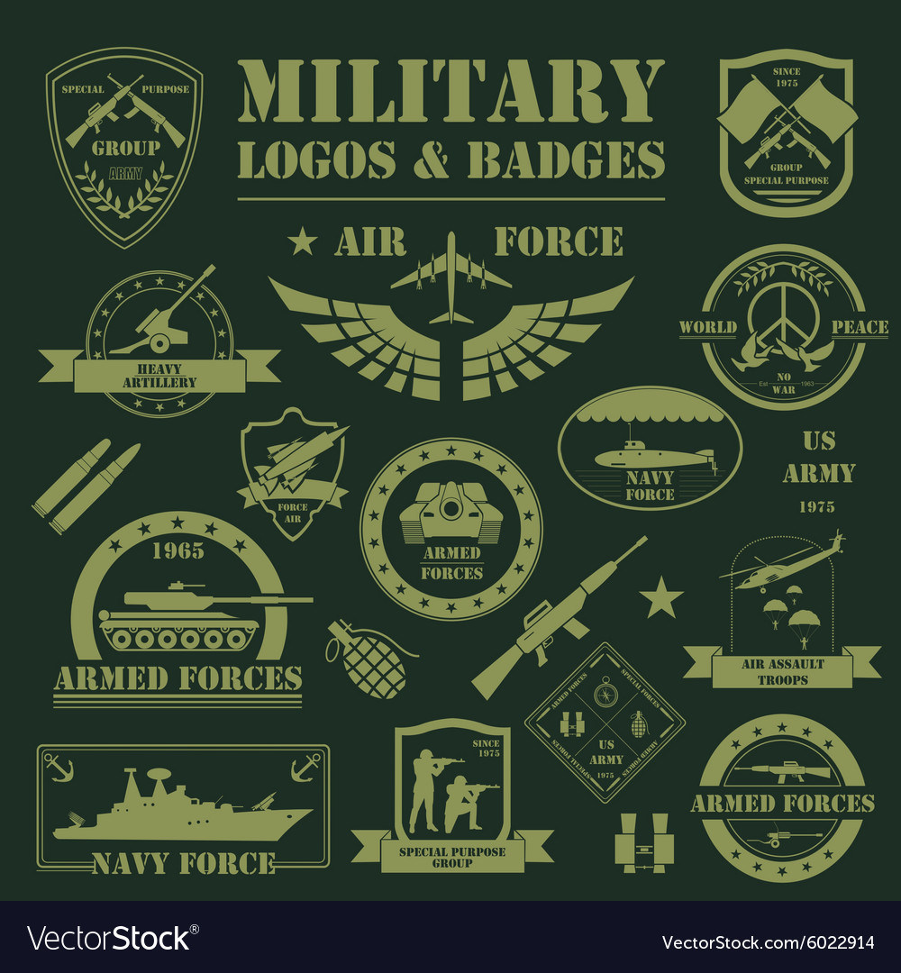 Military and armored vehicles logos and badges Vector Image