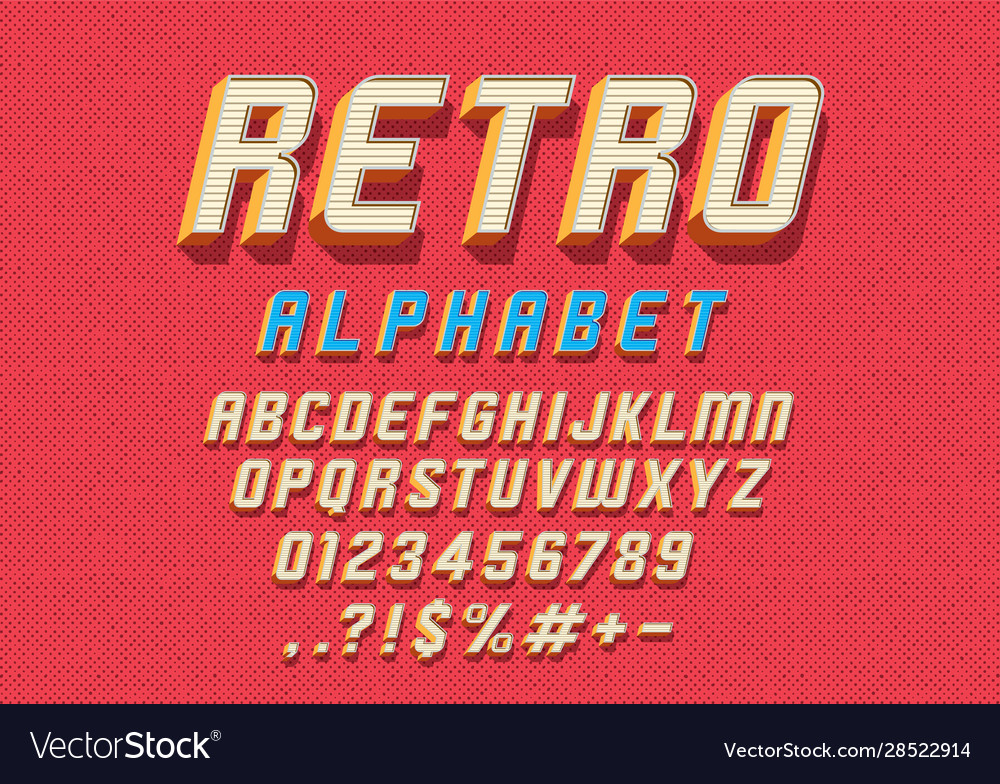 Retro font Royalty Free Vector Image - VectorStock