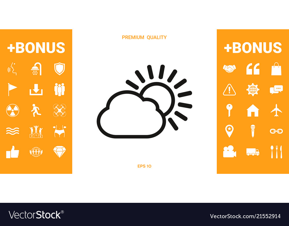 Sun cloud line icon