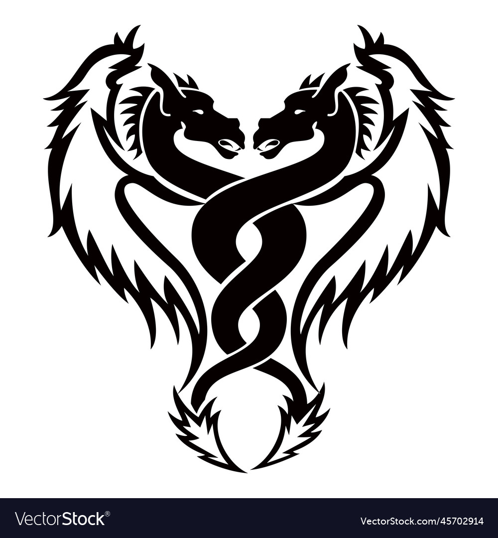 Twin Dragon Free Royalty Free Vector Image Vectorstock 8393