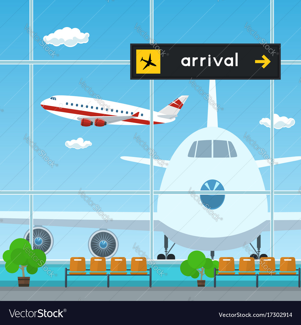 Waiting room at the airport scoreboard arrivals Vector Image