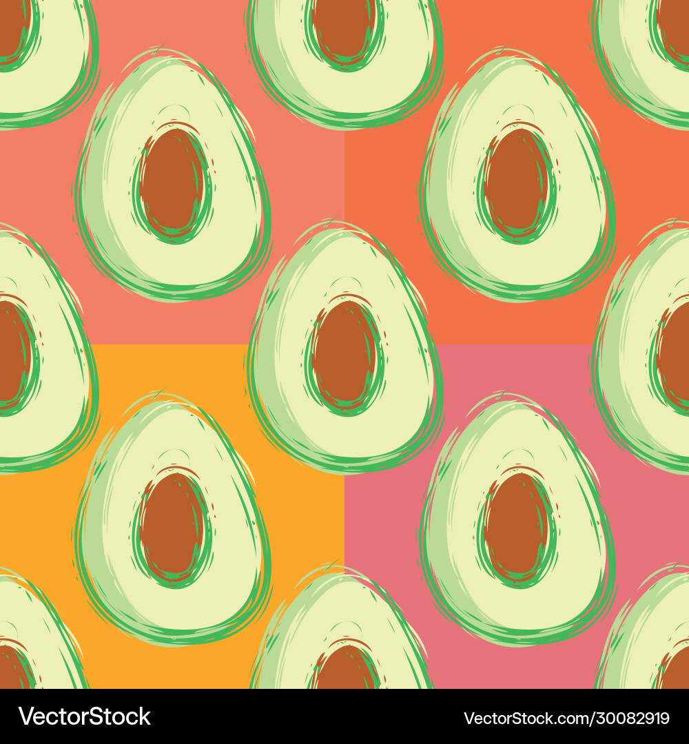 Avocado seamless pattern background hand Vector Image