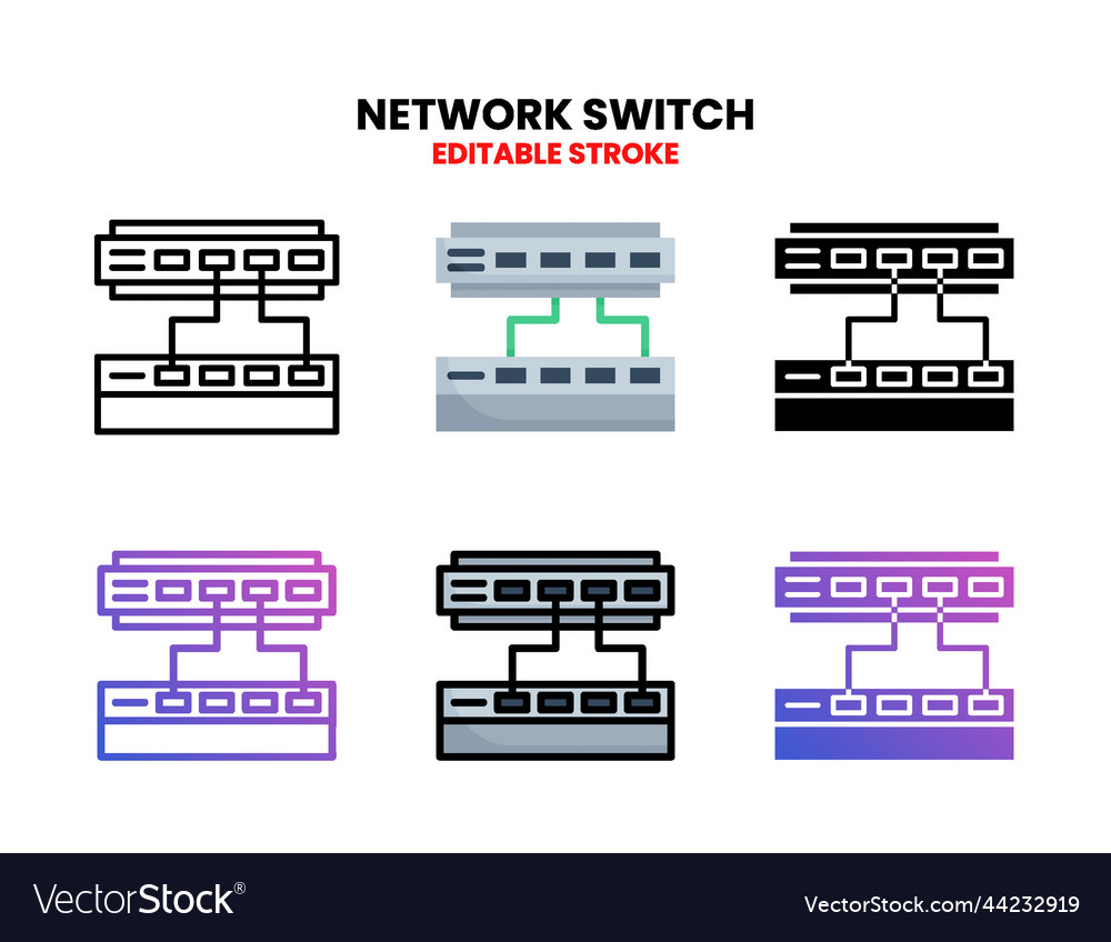 Network switch icon set with different style Vector Image