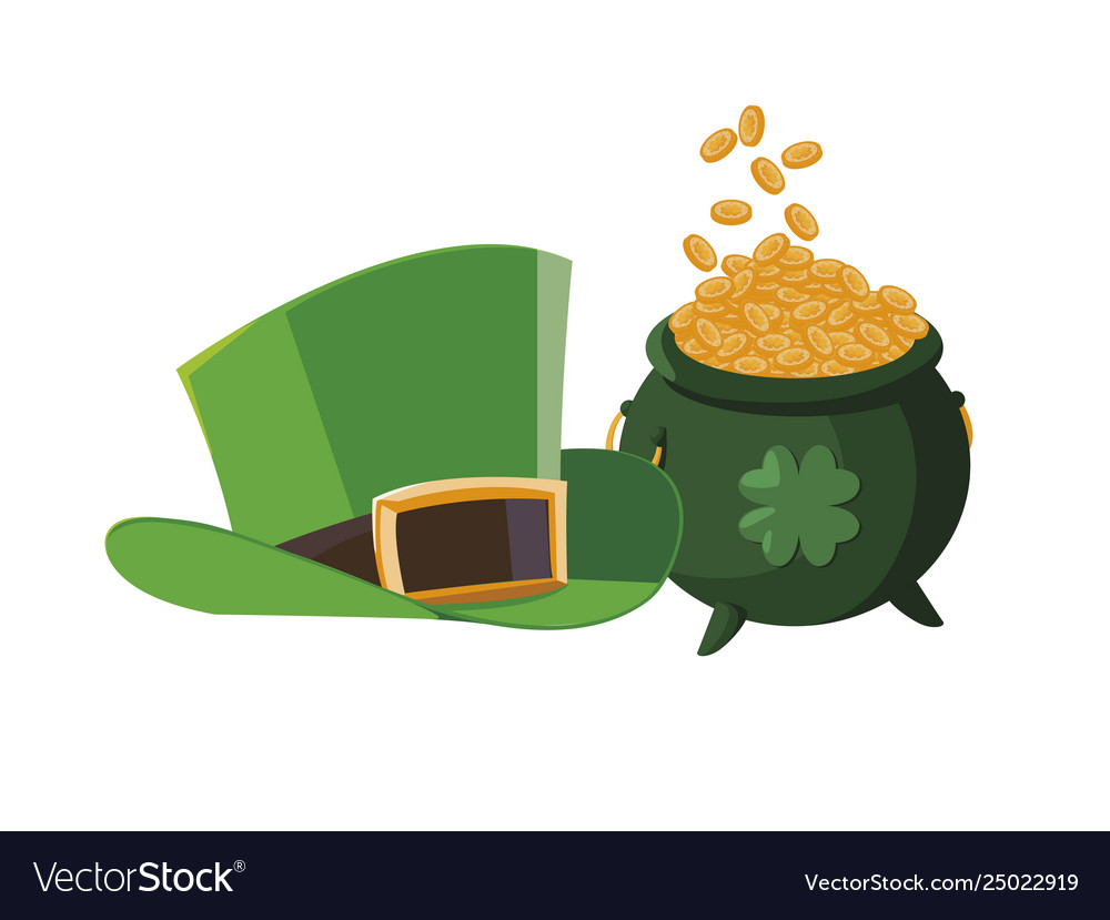 Saint Patrick Cauldron With Treasure Coins And Elf Saint Patrick Cauldron With Treasure Coins And Elf