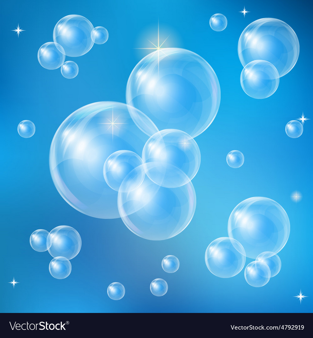 Soap bubbles on a blue background Royalty Free Vector Image