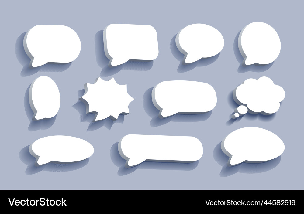 White blank speech bubbles set cloud Royalty Free Vector