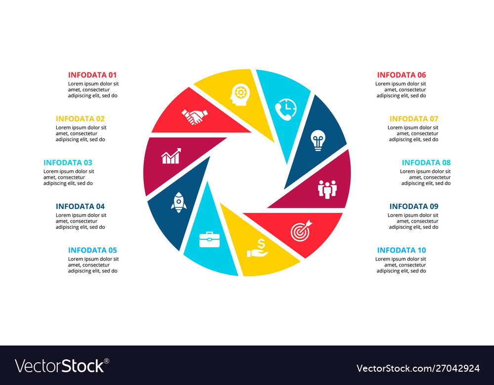 Circle infographic with 10 options or steps Vector Image