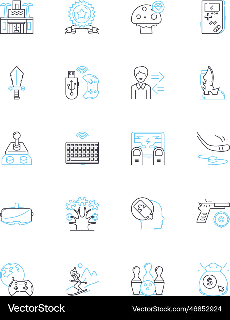 Creative writing linear icons set imagination Vector Image