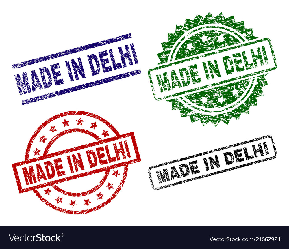 Damaged textured made in delhi seal stamps