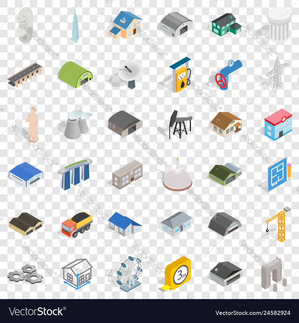 Engineering icons set isometric style Royalty Free Vector