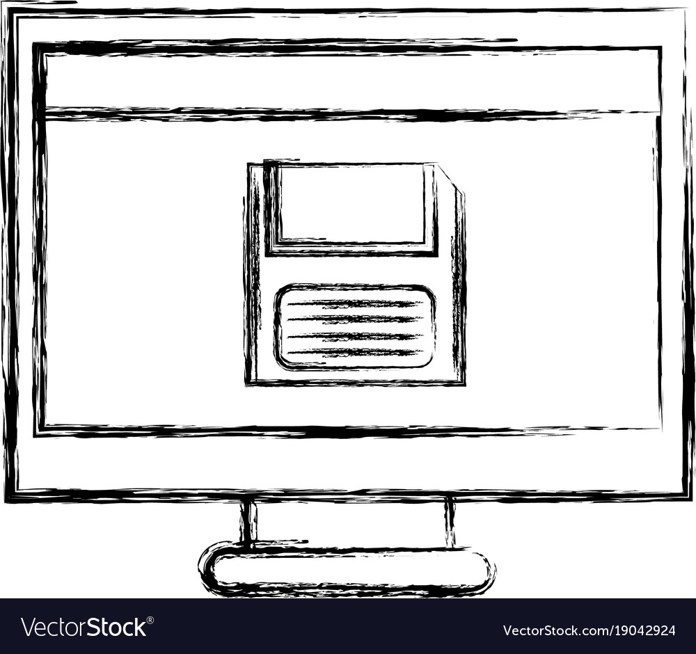 Figure computer technology with screen Royalty Free Vector
