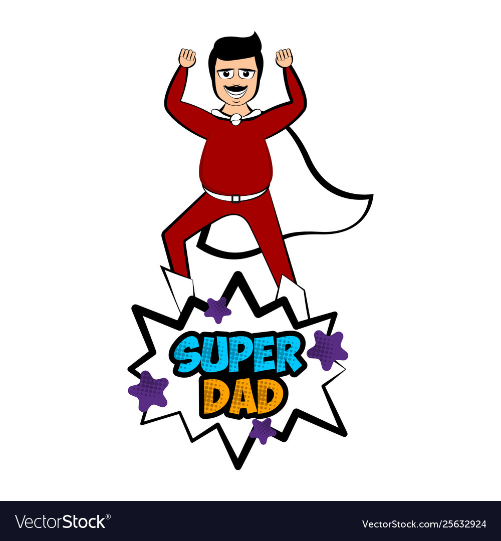 Isolated super dad with a hero costume