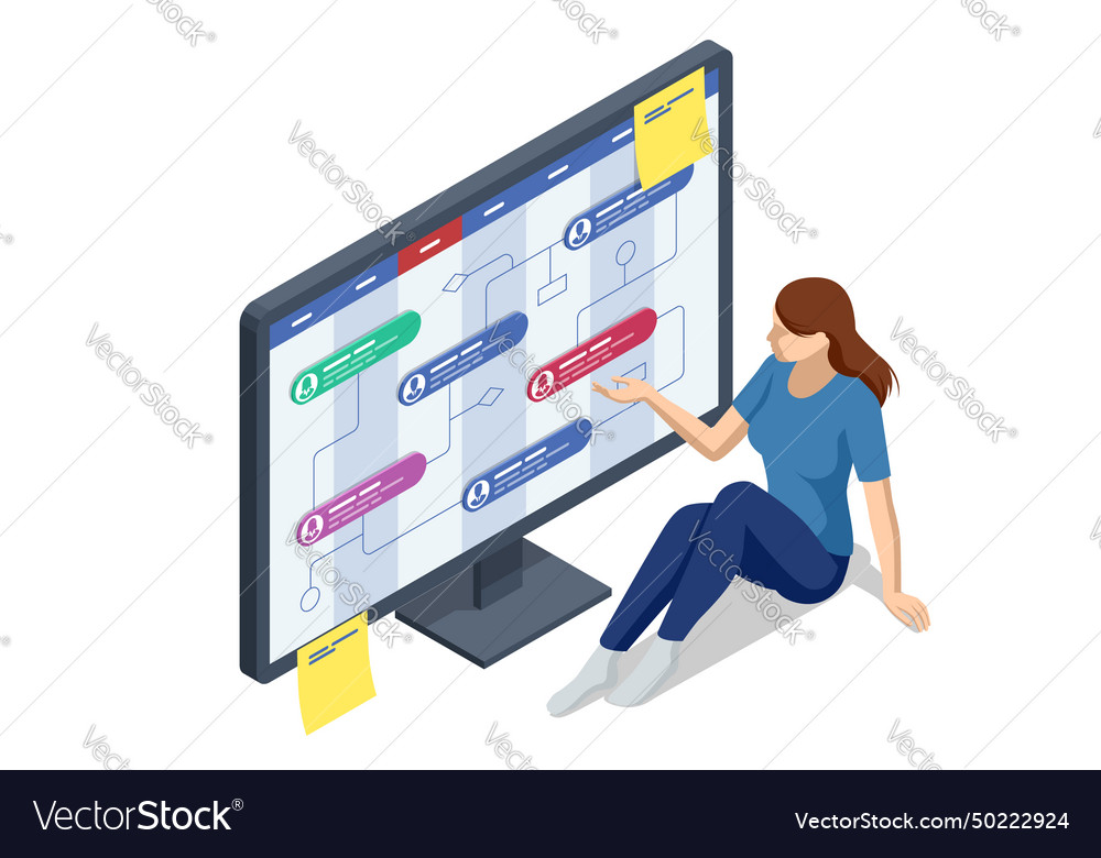 Isometric business project management system Vector Image