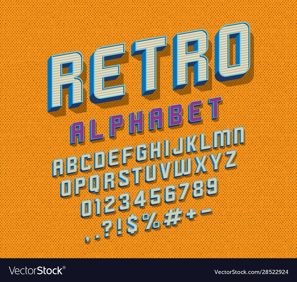 Retro font Royalty Free Vector Image - VectorStock