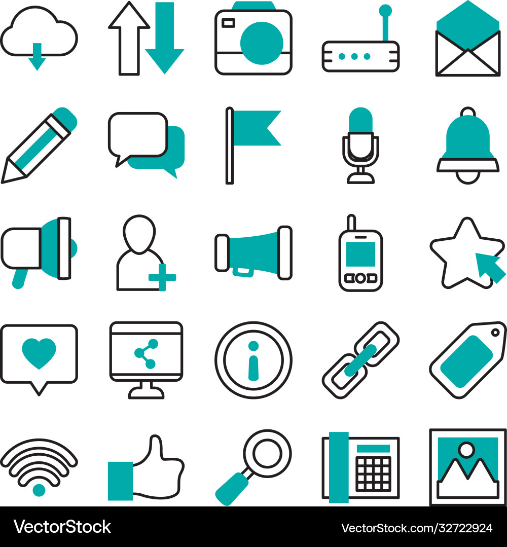 Speech Bubbles And Social Media Icon Set Half Vector Image